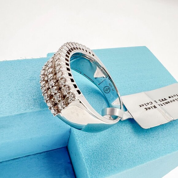 925 Sterling Sliver Moissanite Designer Ring, 2.157ctw VVS Stones Hip Hop Jewelr - Picture 6 of 7